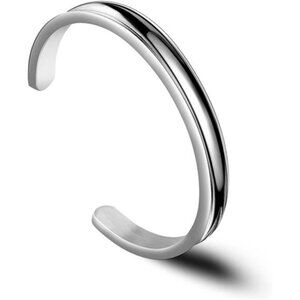 Hair Tie Bracelet Stainless Steel Cuff Bangle Polished Groove Wrist Holder